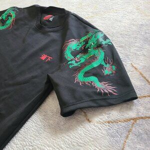 Y2K Inspired Dragon Graphic Short Sleeve Sweatshirt Men's Size XL